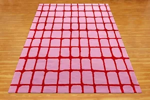 Hand Tufted Pink Striped Modern Wool Carpets Living Room Office Area Rugs 3x5Ft - Picture 1 of 5