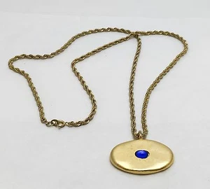Vintage 14KGE Rope Necklace with Oval Pendant - Picture 1 of 7