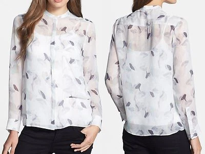 Camisa Blusa Estampada Abstracta Seda Teoría $265 Nueva con Etiquetas Foto 1 de 4