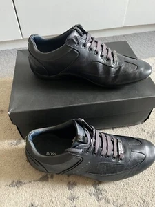 Hugo Boss Mercedes AMG F1 black/ blue leather trainers shoes EU41 UK7 Rare - Picture 1 of 8