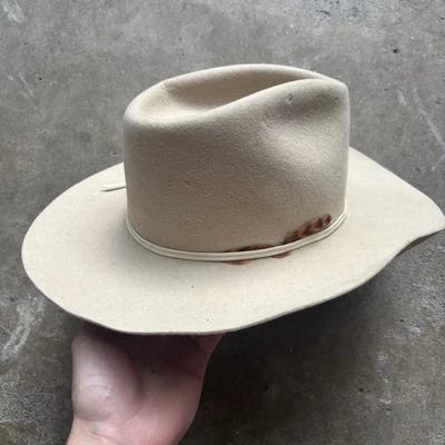 Sombrero de Vaquero Stetson Pony Express Lana Pura Beige Talla 7 1/8 Foto 1 de 4
