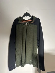 Champion Men’s Quarter Zip Pullover Green Black Long Sleeve Size M Athletic - Picture 1 of 13