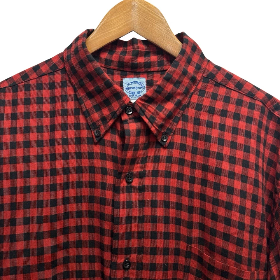 Camisa de franela de algodón con botones a cuadros roja/negra Mercer & Sons para hombre 18/34 Foto 1 de 4
