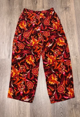 Pantalones de seda Diane Von Furstenberg pierna media ancha bolsillos florales retro vintage Foto 1 de 4