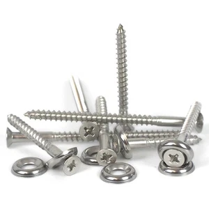 No6 / 3.5mm A2 Stainless Steel Pozi Countersunk Wood Screws Plus Cup Washers Kit - Picture 1 of 24