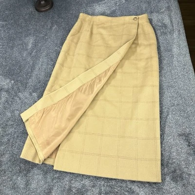 Винтажная женская шерстяная макси-юбка с искусственным запахом Liz Claiborne 12 в клетку Academia - Изображение 1 из 4