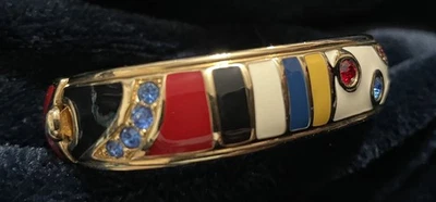 PULSERA BRAZALETE VINTAGE SWAROVSKI “TONIFICADO DORADO” ESMALTE MULTICOLOR ESTRÁS Foto 1 de 4