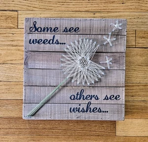 Primitives by Kathy - String Art Box Sign, Dandelion Wishes - 12x12in - Picture 1 of 3