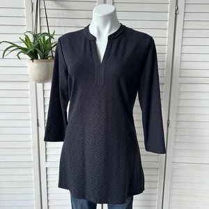 J McLaughlin for Dillard's Black Textured Geometric V-Neck Tunic Top Size M - Picture 1 of 9