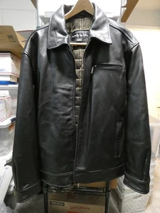 MENS LEATHER JACKET COAT SERGIO BENINI BLACK SIZE LARGE - Picture 1 of 3