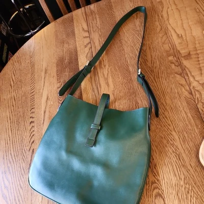 Large Dark Green Co Lab Leather Purse Detachable Inner Pocket Shoulder Bag Tote - Image 1 of 4
