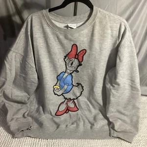 Disney Daisy Duck besticktes graues Sweatshirt mit Rundhalsausschnitt Unisex Größe XL - Bild 1 von 6
