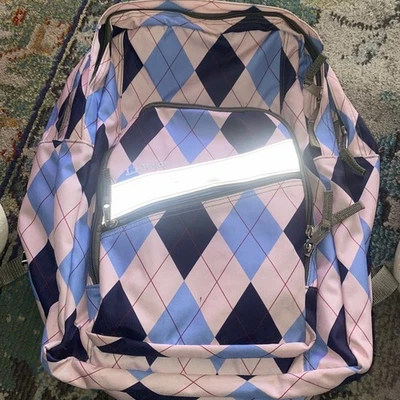 LL Bean Azul y Rosa Mochila a Cuadros Deluxe Bolso para Libros, Bolso para Laptop Foto 1 de 4