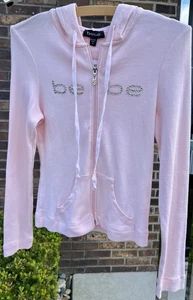 Y2K Bebe Full Zip Hoodie Neu mit Etikett Strass Logo Vintage M Pink Champagner - Bild 1 von 14