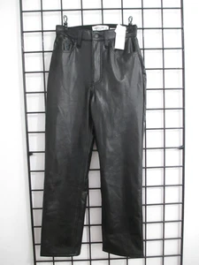 "NEW" ABERCROMBIE & FITCH 🌸SIZE 23 / 000==BLACK / VEGAN LEATHER ANKLE PANTS - Bild 1 von 10