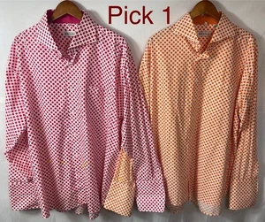 MENZ GGG Pink Polka Dot 19.5 34/35 OR Orange Polka Dot 18.5 36/37 Cufflink Shirt - Picture 1 of 14