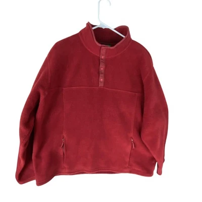 LL Bean флис пуловер мужской 2XL красный Polartec Snap насмешливый шеи карманы теплый - Изображение 1 из 4