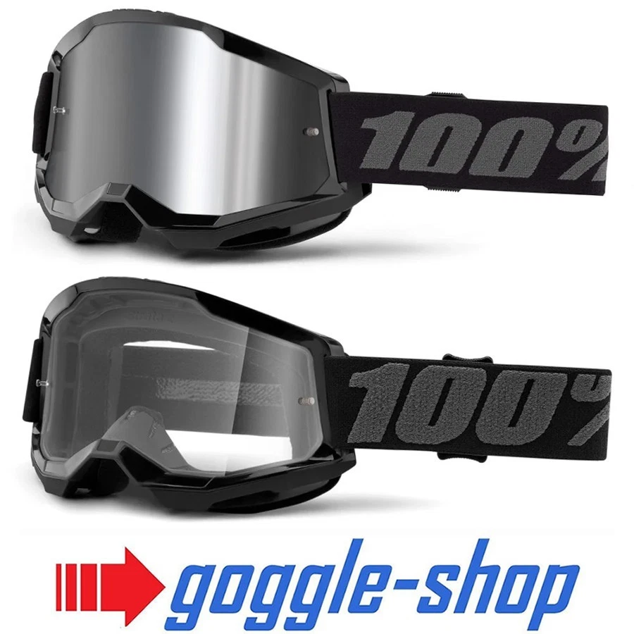 Gafas De Motocross MX Strata 2 De 100% Negro Claro / Espejo - Imagen 1 de 1