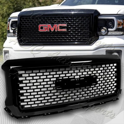 Решетка передняя решетка для капота глянцевая черная для GMC Sierra 1500 Denali 2014-2015 годов выпуска - Изображение 1 из 4