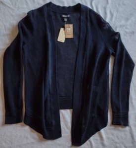 Lucky Brand- Live In Love, Dark Navy Open Front Crocheted Cardigan, Size M - Picture 1 of 9