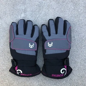 DEMON Union Girl Insulated Snow Gloves Girl's XL Black Pink Waterproof Ski - Picture 1 of 8