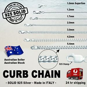 CURB Chain - 100% SOLID 925 Sterling Silver (options)