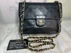 CHANEL Matelassé Lamb skin Leather Chain Shoulder Bag Black CC Vintage JAPAN 178 - Picture 1 of 24