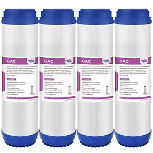 4 Pack 10"x2.5" Granular Activated Carbon Water Filter Whole House Cartridge 5μm - Picture 1 of 12