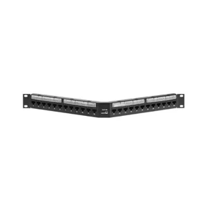 Leviton 6A587-U24 Cat 6A 24-Port 1RU Patch Panel UTP Angled 110-Style Black - Picture 1 of 2