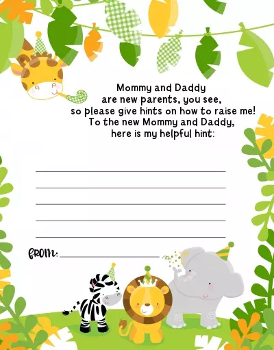 Jungle Party - Baby Shower Notes of Advice for Mom - Set of 12 - Image 1 of 1