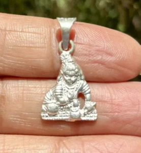 999 Silber Lord Krishna Kanha Anhänger, Hindu Medaillon Tempel schlichtes Design, 1,38gm - Bild 1 von 5