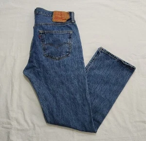Vintage Levis 501 XX Jeans Denim Medium Blue Button Fly Men's - Size 36x32 - Picture 1 of 10