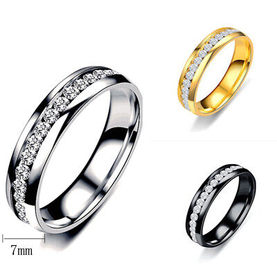 Men&Women CZ Couple Stainless Steel Wedding Rings Titanium Engagement Band Rings • 1.34€