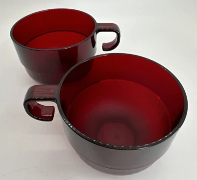 2 Tupperware Preludio Cranberry Red Handled Punch Cup Acrylic #211B VTG NOS - Image 1 of 4