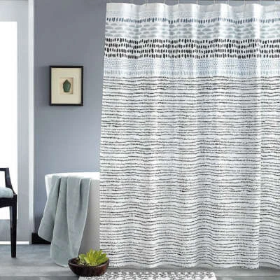 Cortina de ducha de tela DKNY Vibe mezcla de algodón 72 pulgadas X 72 rayas Foto 1 de 3