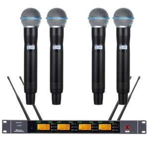 Pro 4 Beta58 Wireless Microphone System AD4Q Receiver 4 Handheld Sing Karaoke - Picture 1 of 6