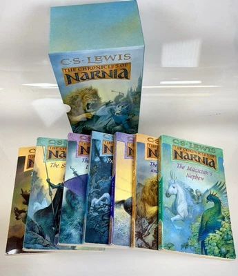 The Chronicles of Narnia Set 7 Paperback Books C S Lewis Slipcase Complete - Image 1 of 4