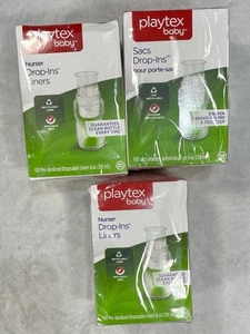 Playtex Baby Nurser Drop-Ins  4oz Liners Lot of Three 100-Count Boxes 300 Total - Picture 1 of 3