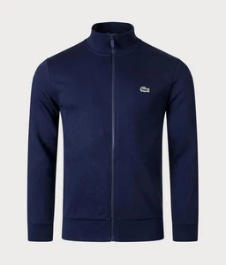 Lacoste Mens Track Top Full Zip Regular Fitted Logo Track Jacket in Navy Blue - Picture 1 of 9
