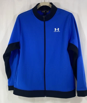 Under Armour Storm 抓绒全拉链夹克男式 XL 皇家蓝色羊毛模拟领 — 第 1/4 张图片