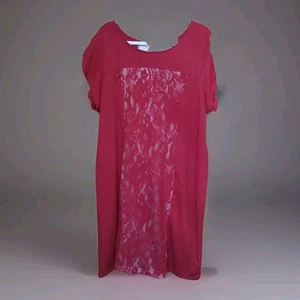 Signature Collection Womens Sz 2x 22w-24w Red Lace Insert Short Sleeve Dress - Picture 1 of 9