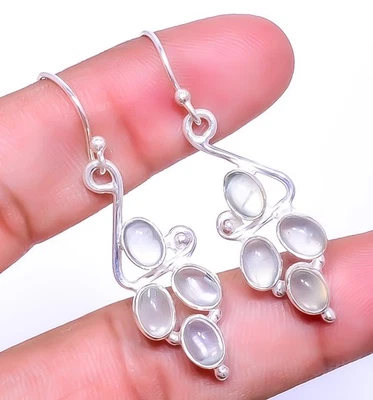 Серьги ручной работы из стерлингового серебра 925 пробы с пренитом 1,95 дюйма E7981-12 - Изображение 1 из 4