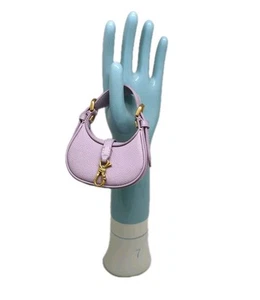 Charles & Keith Lilac Thessaly Micro Bag Leather Gold Metallic Accents No Chain - Picture 1 of 18