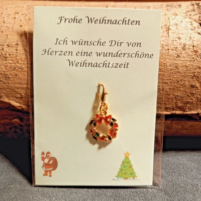 Weihnachtlicher Emaille Anhänger Türkranz Charm Bettelarmband Tasche - Bild 1 von 2
