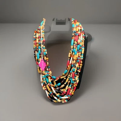 Bajaria, дерева, кости и смолы разноцветный бисер заявление ожерелье новый, ярлык - Изображение 1 из 4