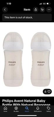 Biberón natural Philips Avent con pezón de respuesta natural transparente 11 oz 2 quilates Foto 1 de 2