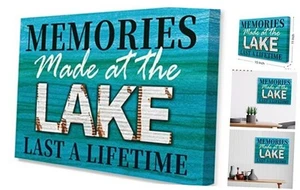 Lake House Wall Art Decor: Memories Made at the Lake Canvas Framed Artwork for - Picture 1 of 7