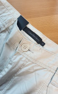 Pantalones Cortos Mujer Calvin Klein Jeans Talla 14 Stone ALGODÓN Puños Nuevos con Etiquetas - Imagen 1 de 8
