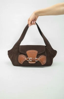 Prada Milano Suede Leather Women's Brown Handbag Shoulder Bag - Image 1 of 4