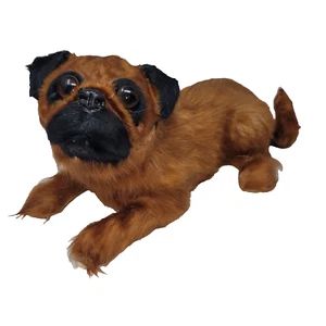 Pug Real Goat Hair Papier Mache Realistic Life Like  Figure - Picture 1 of 7